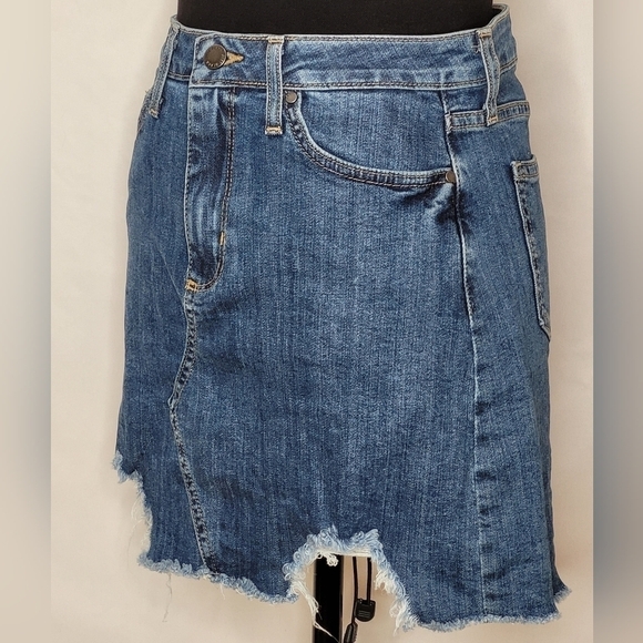 Just Black A-Line Denim Mini Skirt with Hem Destruction - Size S - Picture 4 of 10